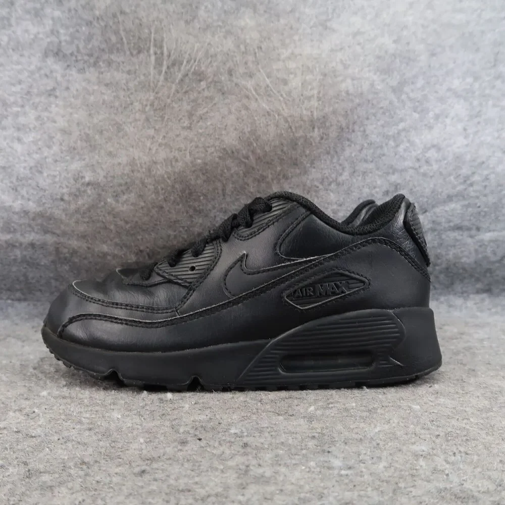 Nike Shoes Kids 2 Sneaker Air Max 90 Black Leather Lace Up Athletic Sport Active